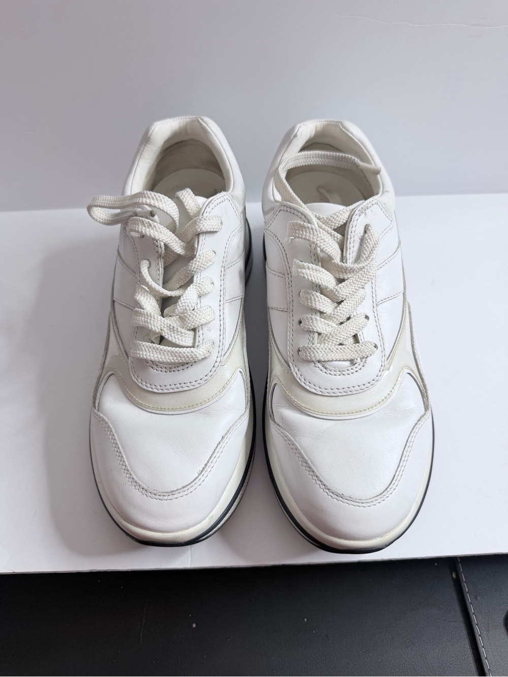 Tory Burch White Leather Low-Top Sneakers